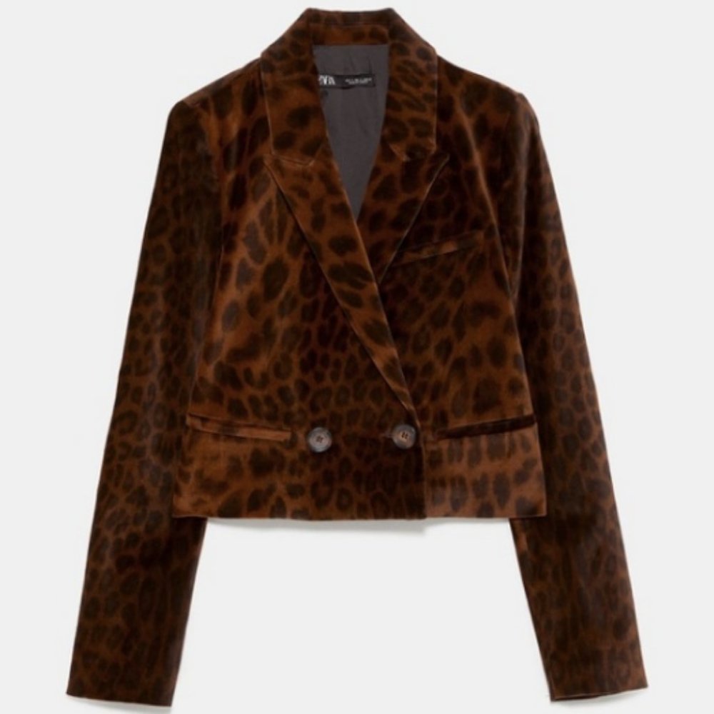 Cropped Leopard Blazer